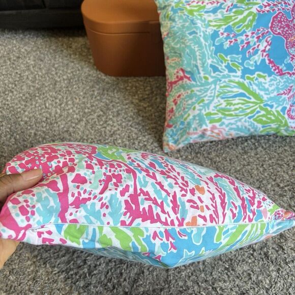 Lily Pultizer Decorative Pillow Cover Let's Cha Cha in Tiki/Shorely Set Of 2 - Picture 3 of 5